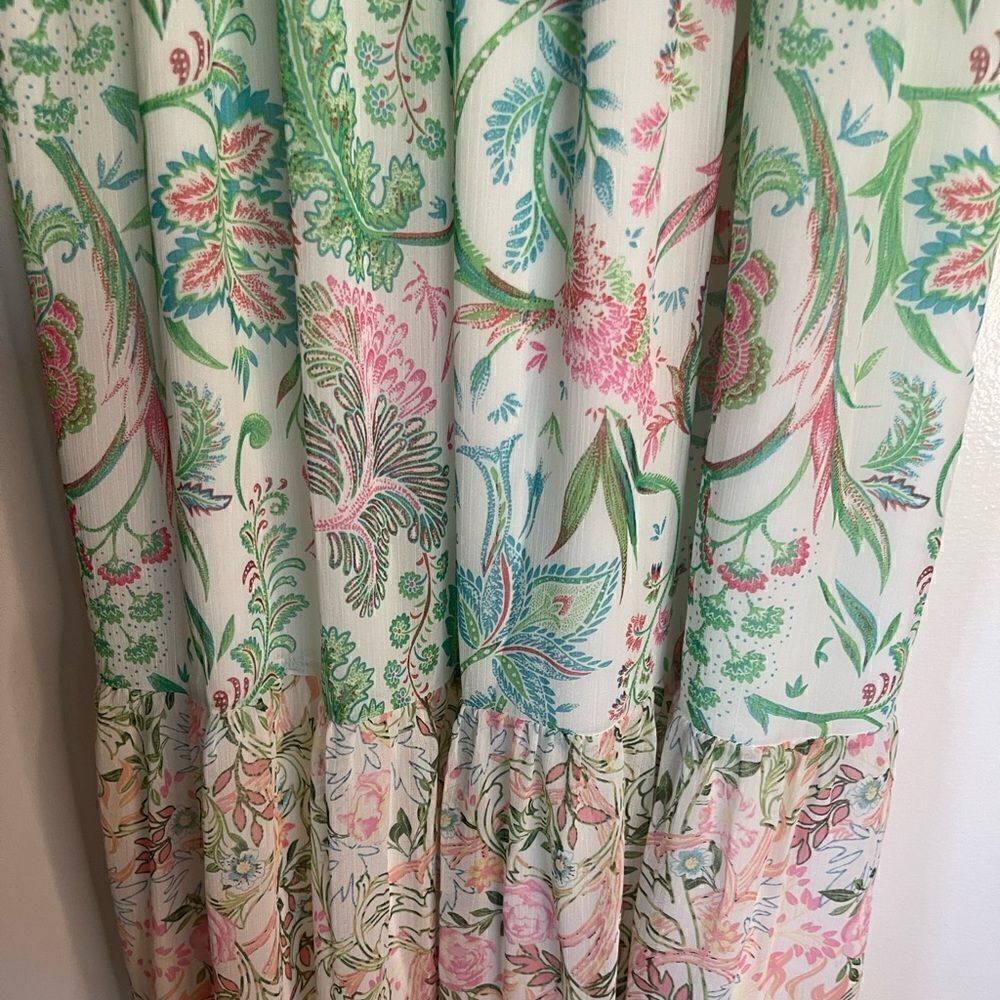 House Of Harlow 1960 Floral Tiered Ruffle Sleeves Maxi Dress.Size S - Picture 11 of 17